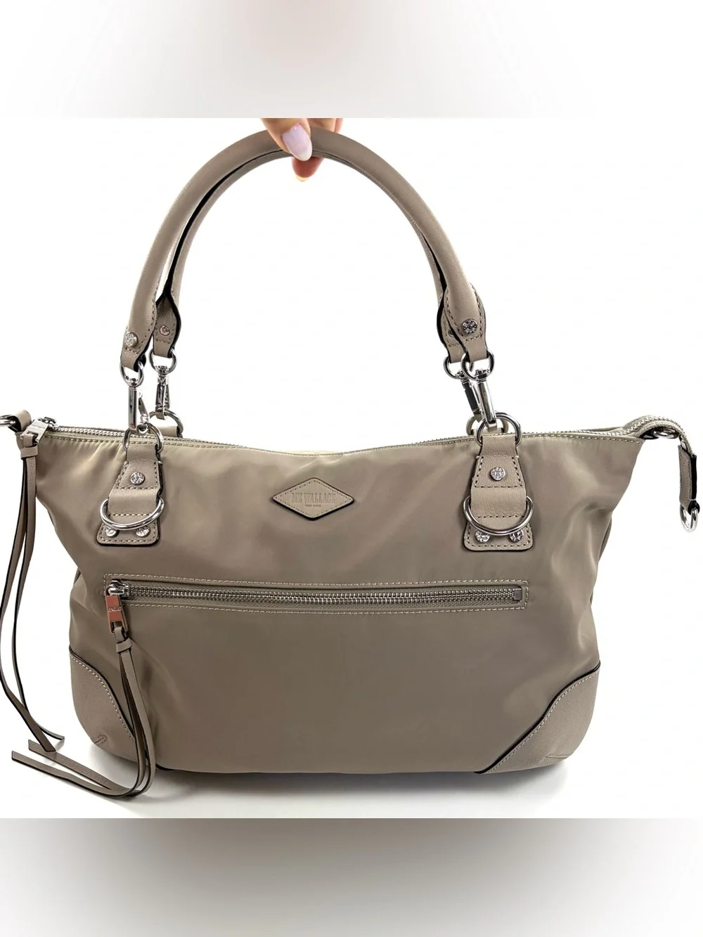 MZ Wallace Bedford Nylon Convertible Satchel | Taupe | 2 Straps | EUC